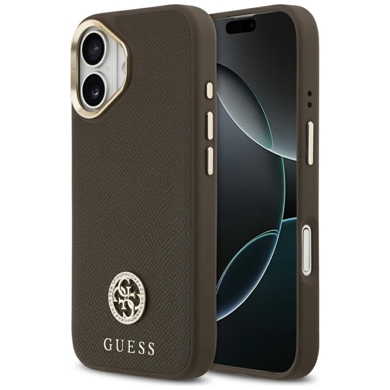 Guess Grained Strass Logo MagSafe - Case iPhone 17 (brown)