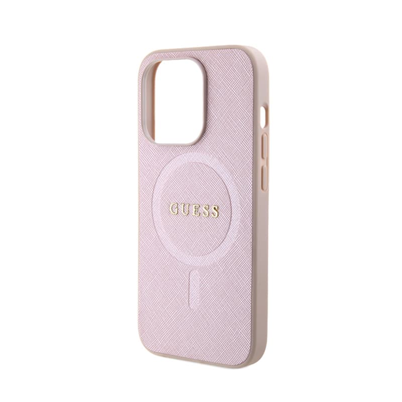 Guess Saffiano MagSafe - Case for iPhone 15 Pro (Pink) 5