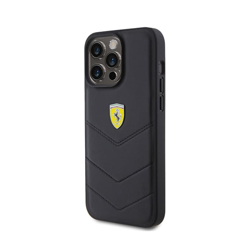 Ferrari Quilted Metal Logo - Case for iPhone 15 Pro Max (Black) 2