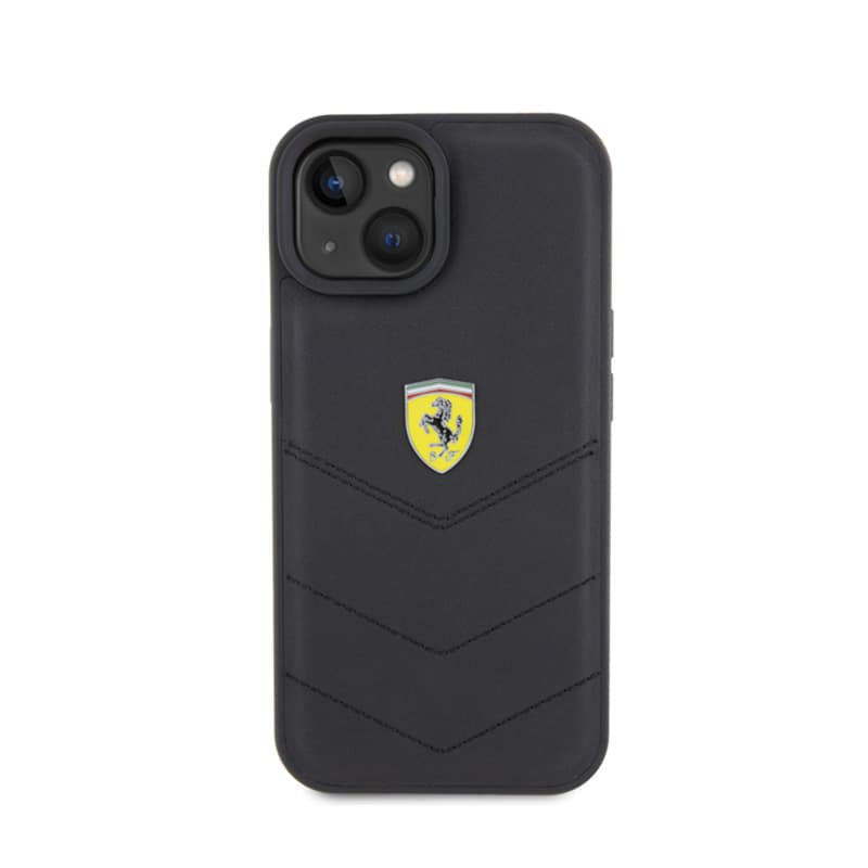 Ferrari Quilted Metal Logo - Case for iPhone 15 Car (Black) 3