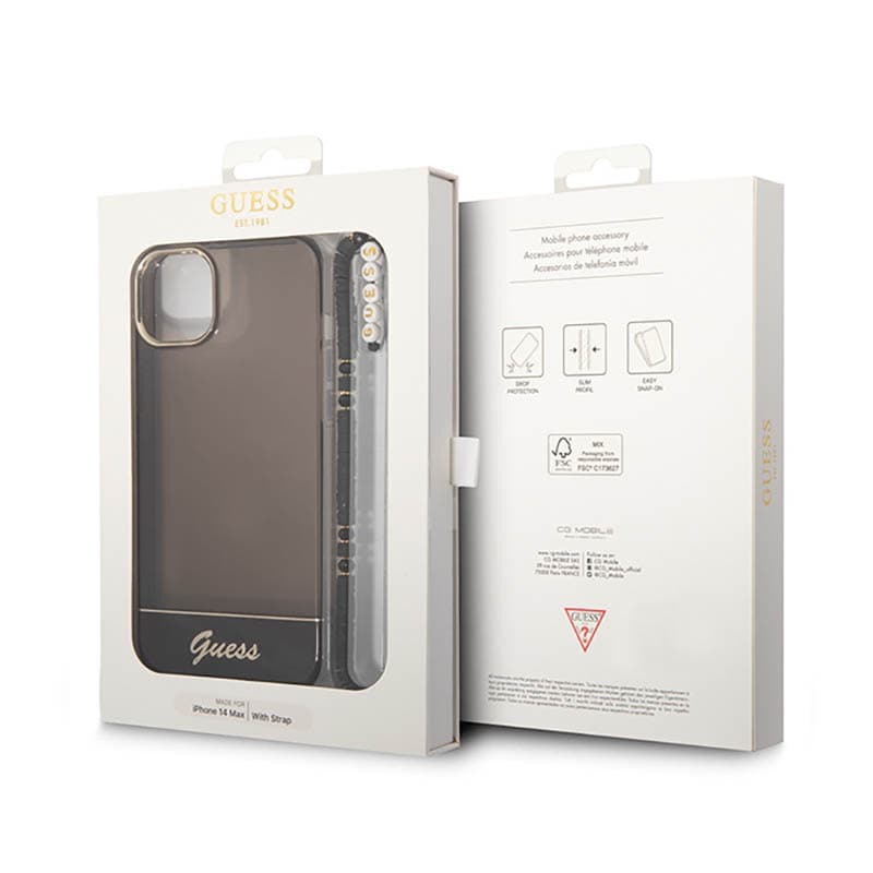Guess Translucent Pearl Strap - Case for iPhone 14 (Black) 7