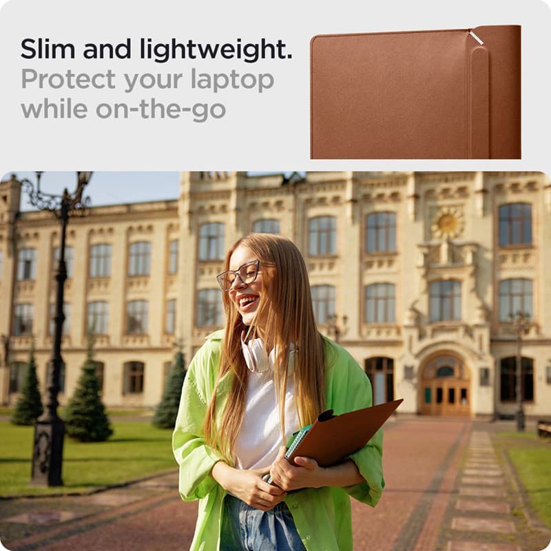 Spigen Valentinus Sleeve Laptop - 15" / 16" Notebook Case (Classic Brown) 5