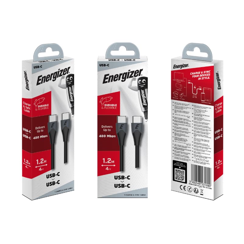 Energizer Classic - USB-C to USB-C connecting cable 1.2m (Black) 3