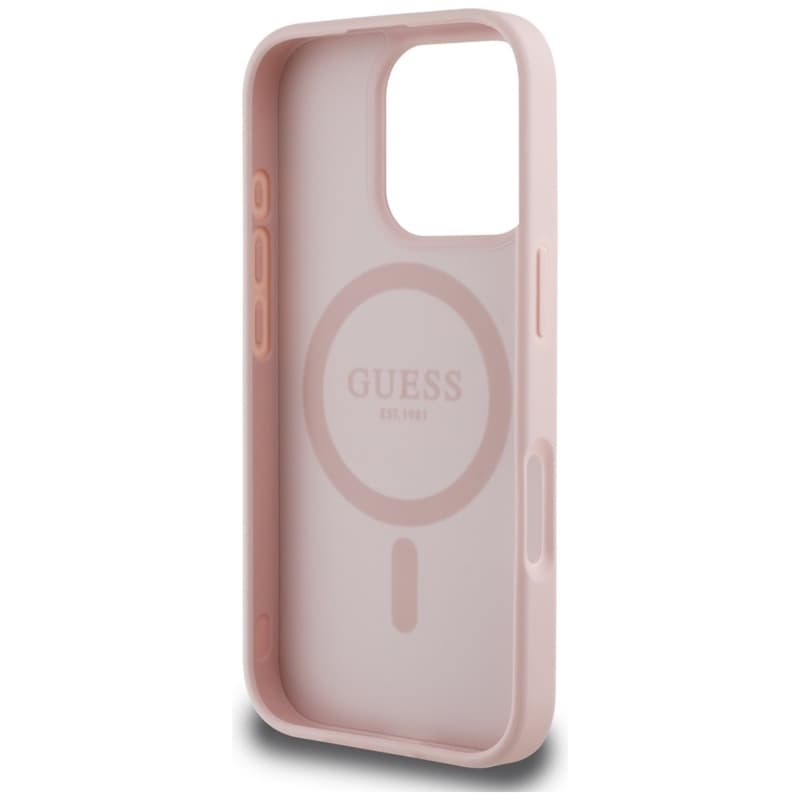 Guess Grained Printed Flower Pattern MagSafe - Case for iPhone 16 Pro Max (pink) 7