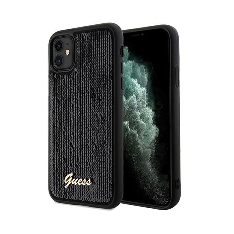 Guess Sequin Script Metal - iPhone 11 Case (Black) 1