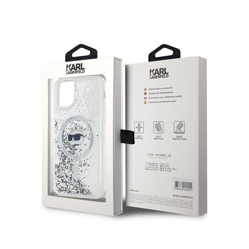 Karl Lagerfeld Liquid Glitter Choupette Head MagSafe - iPhone 11 Case (Transparent) 8
