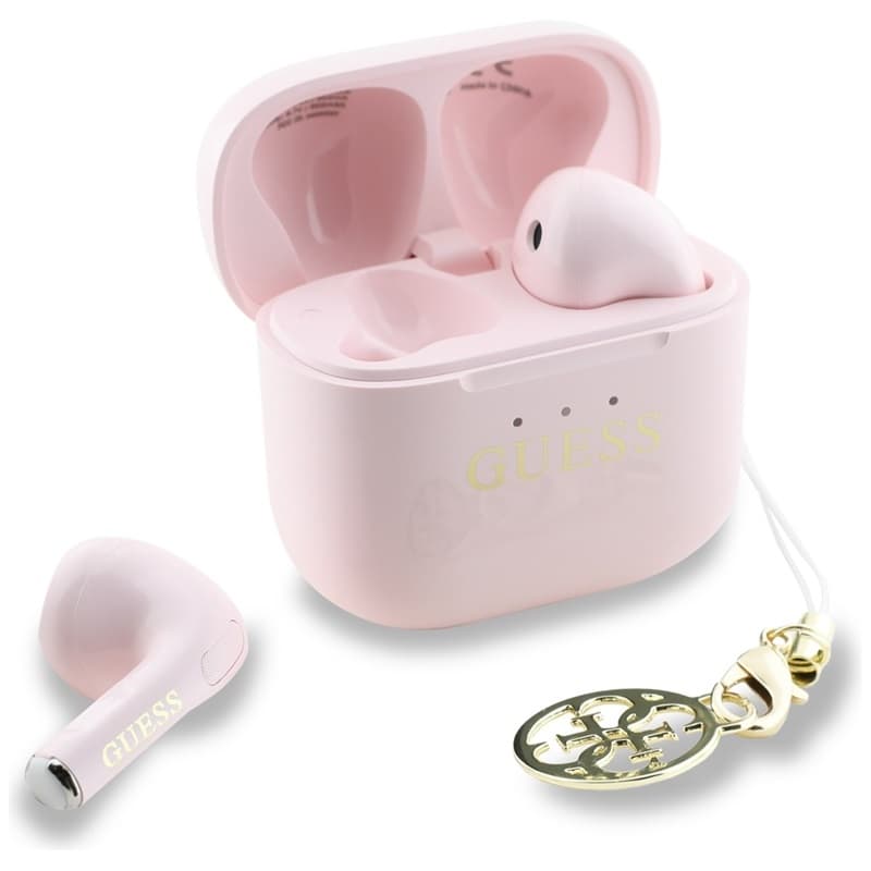 Guess Glossy Effect Printed Classic Logo & Charm - TWS Bluetooth Earphones + Charging Case (Pink) 2