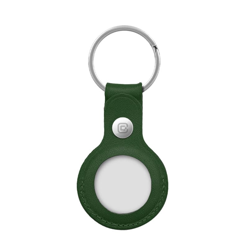 Crong Leather Case with Key Ring – Protective leather case with key ring for Apple AirTag 1/2 (green) 3