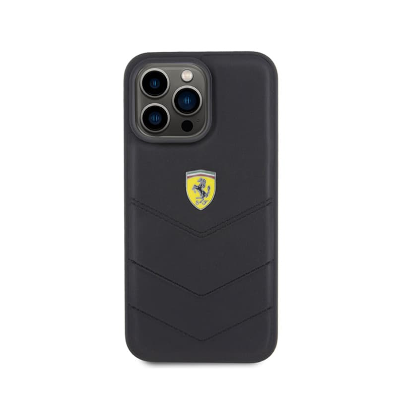 Ferrari Quilted Metal Logo - Case for iPhone 15 Pro Max (Black) 3
