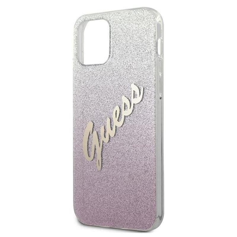 Guess Glitter Gradient Script - Case for iPhone 12 mini (Pink) 6