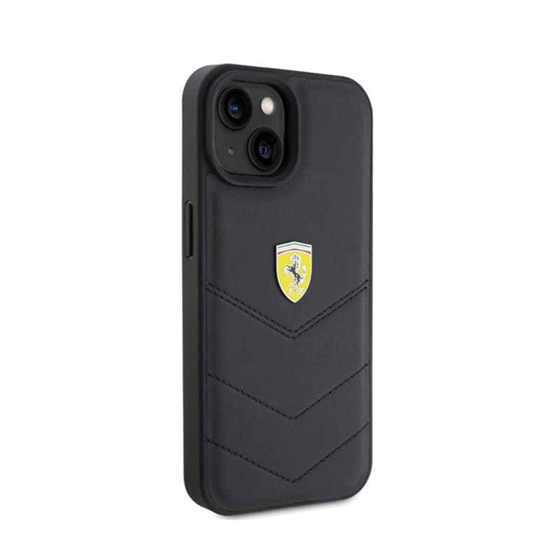 Ferrari Quilted Metal Logo - Case for iPhone 15 Car (Black) 4