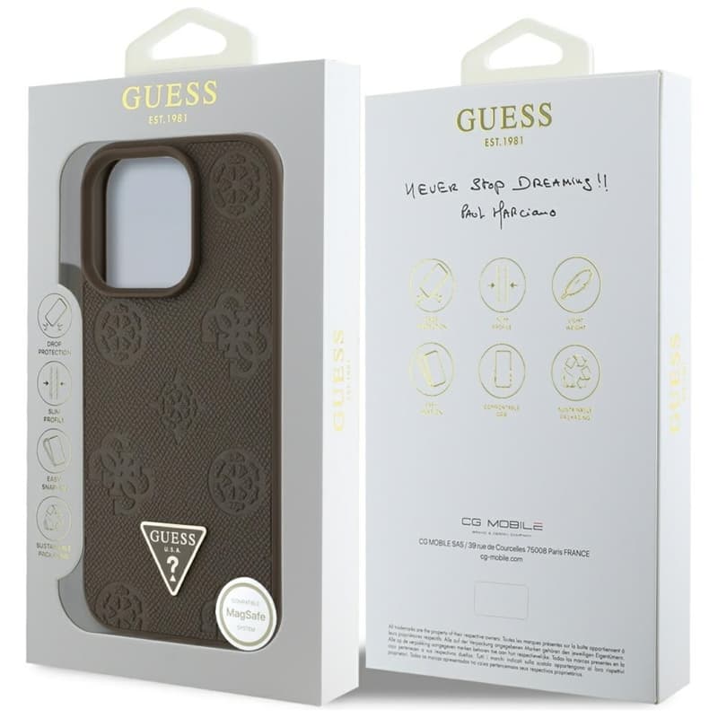 Guess Grained Hot Stamp Peony Triangle Logo MagSafe - Case for iPhone 16 Pro Max (brown) 8