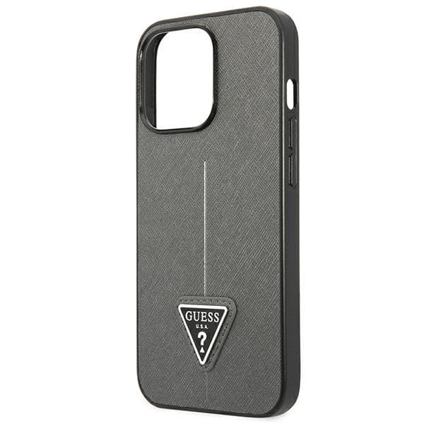 Guess Saffiano Triangle Logo Case - Cover for iPhone 13 Pro Max (Silver) 6