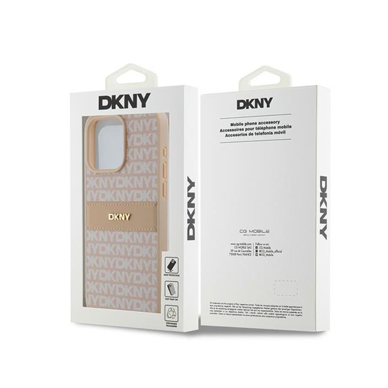 DKNY Leather Mono Stripe & Metal Logo - Case for iPhone 15 Pro Max (pink) 8