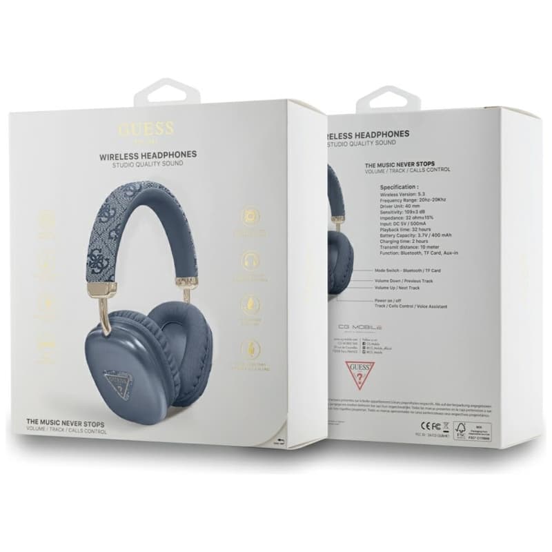 Guess 4G Triangle Logo - Wireless Over-Ear Headphones Bluetooth V5.3 (blue) 4