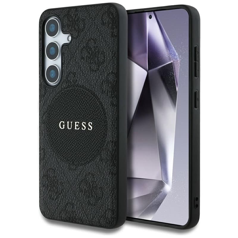 Guess 4G Round Patch Classic Logo MagSafe - Case for Samsung Galaxy S25 (black) 1