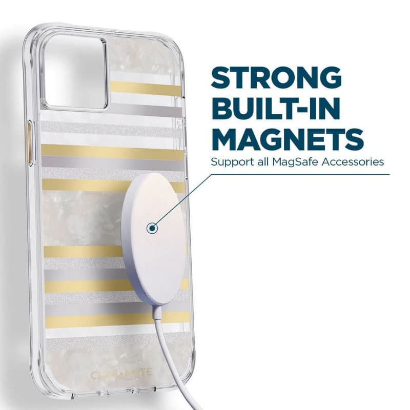 Case-Mate Pearl Stripes MagSafe - Case decorated with mother-of-pearl for iPhone 14 / iPhone 13 (Pearl Stripes) 6