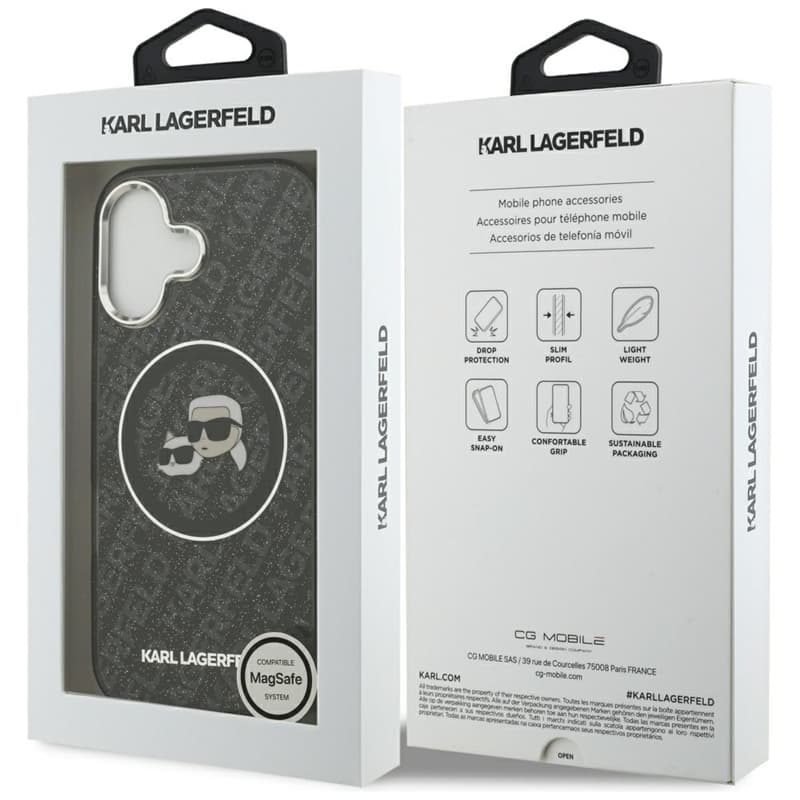 Karl Lagerfeld IML Glitter Karl & Choupette Heads Logo MagSafe - Case for iPhone 17 (black) 8