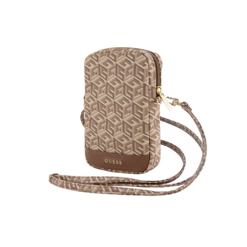 Guess Zip GCube Bottom Stripe - Phone bag (brown) 1