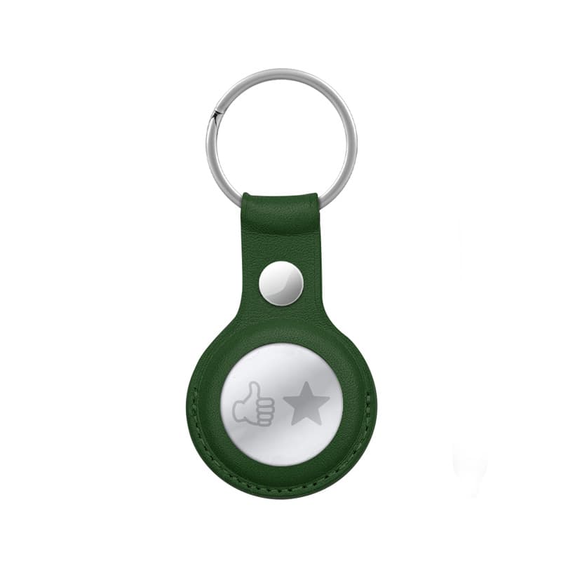 Crong Leather Case with Key Ring – Protective leather case with key ring for Apple AirTag 1/2 (green) 4