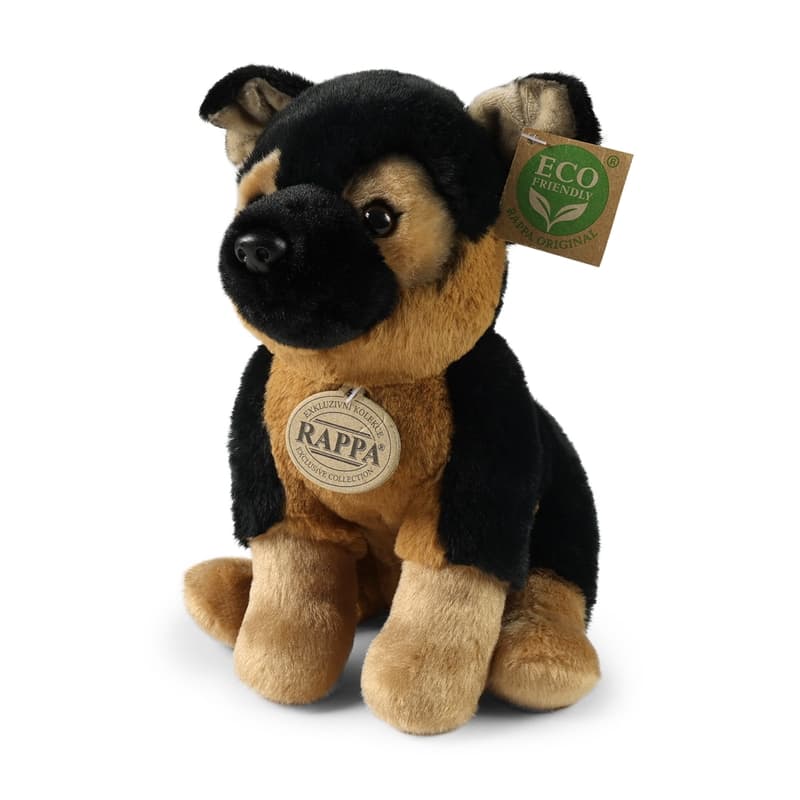 Rappa - Plush realistic German Shepherd dog mascot sitting 23 cm Eco-Friendly Soft Collection