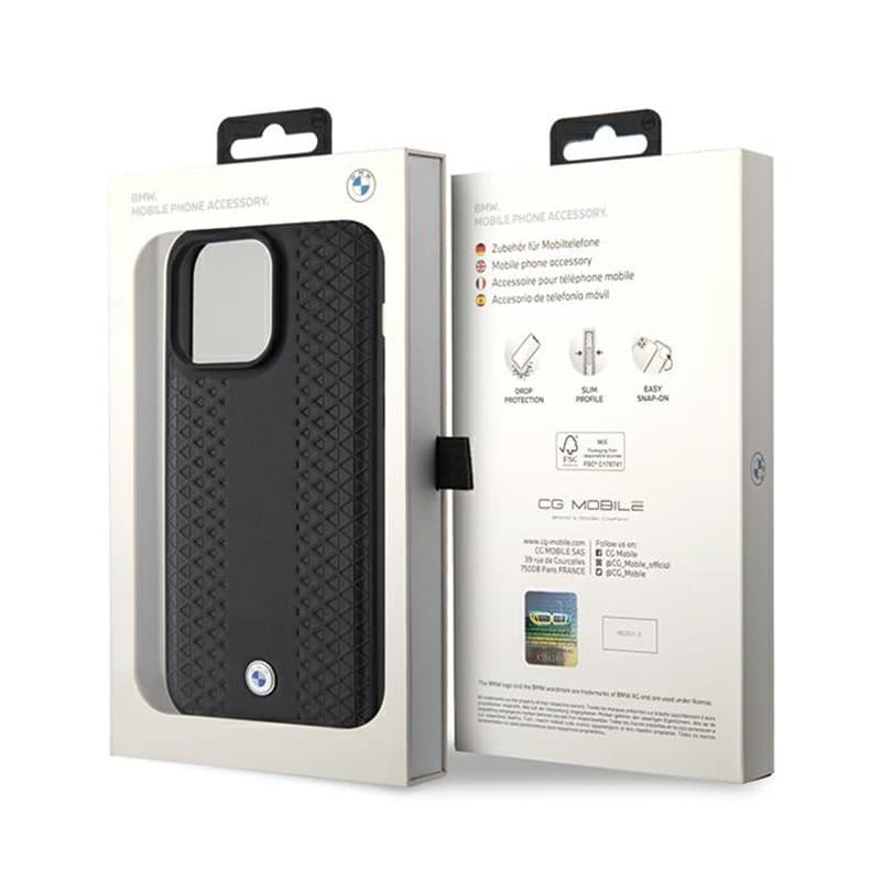 BMW Leather Diamond Pattern - Case for iPhone 15 Pro Max (Black) 8