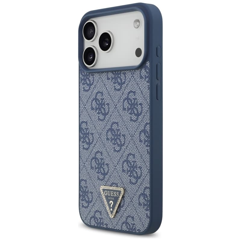 Guess Leather 4G Triangle Strass MagSafe - Case iPhone 17 Pro Max (Blue) 2