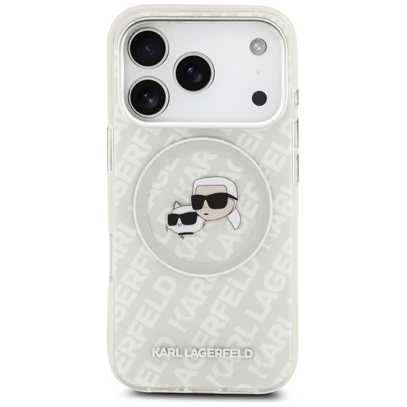 Karl Lagerfeld IML Glitter Karl & Choupette Heads Logo MagSafe - Case for iPhone 17 Pro Max (gray) 3
