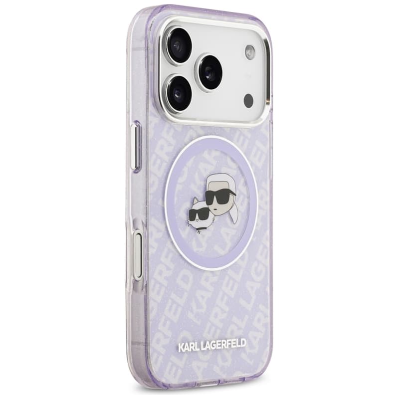 Karl Lagerfeld IML Glitter Karl & Choupette Heads Logo MagSafe - Case for iPhone 17 Pro Max (purple) 4