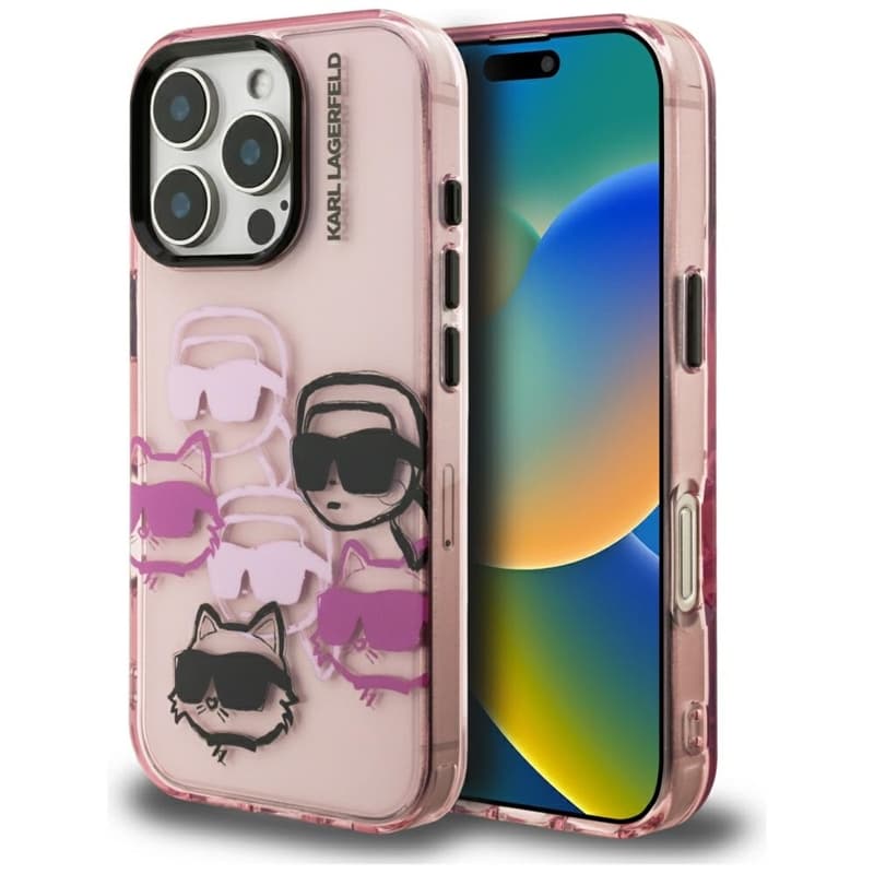 Karl Lagerfeld IML Multi K&C Head Pattern - Case for iPhone 16 Pro Max (pink)