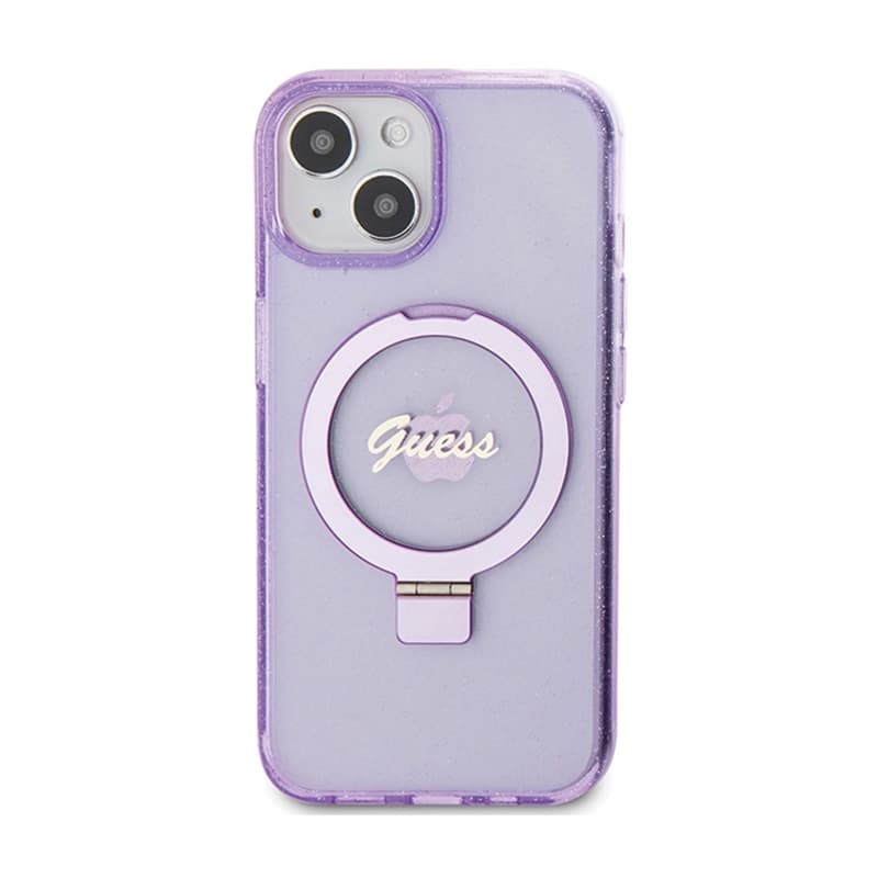 Guess Ring Stand Script Glitter MagSafe - iPhone 15 Plus Case (Purple) 3