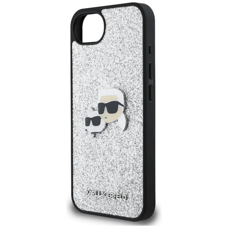 Karl Lagerfeld Fixed Glitter Karl & Choupette Heads Metal Pin - Case for iPhone 16e (silver) 6