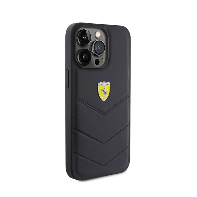 Ferrari Quilted Metal Logo - Case for iPhone 15 Pro Max (Black) 4