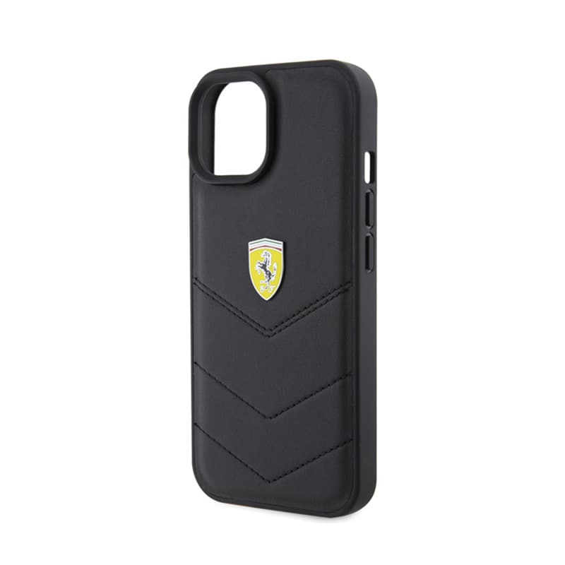 Ferrari Quilted Metal Logo - Case for iPhone 15 Car (Black) 6