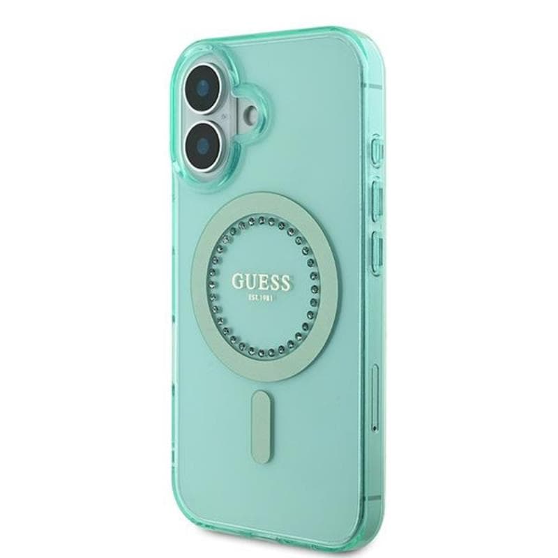 Guess IML Rhinestones MagSafe - Case for iPhone 16 Plus (Green) 2