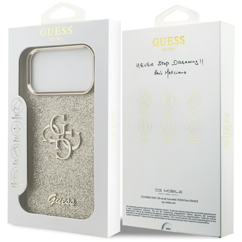 Guess Fixed Glitter Big 4G Metal Frame - Case iPhone 17 Pro Max (gold) 8
