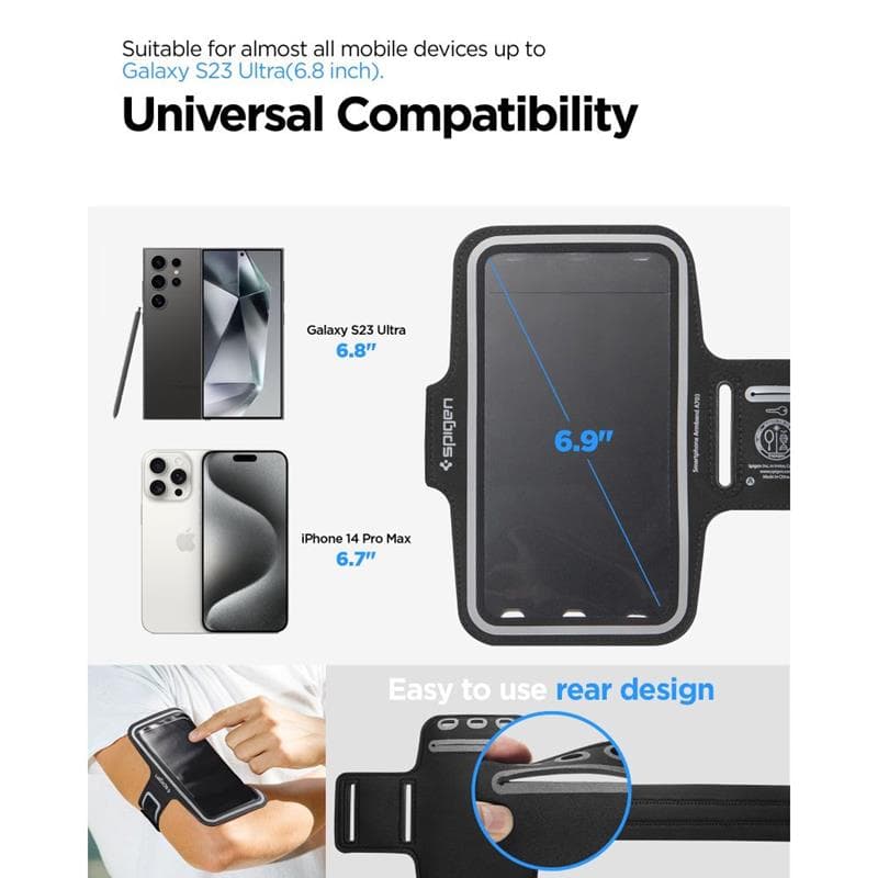 Spigen A703 Dynamic Shield Armband - Case / Sports shoulder band for smartphone up to 6.9" (black) 5