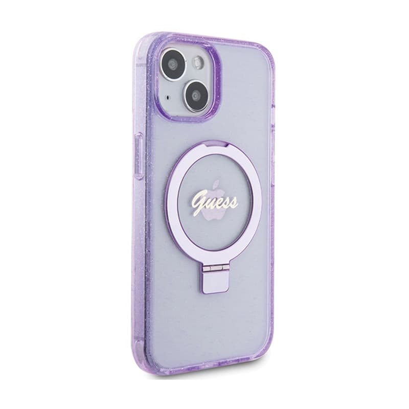 Guess Ring Stand Script Glitter MagSafe - iPhone 15 Plus Case (Purple) 4