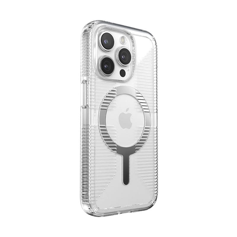Speck Gemshell Grip + MagSafe - Case for iPhone 15 Pro (Clear / Chrome Finish) 3