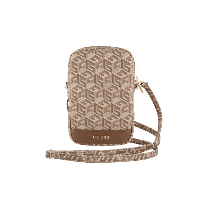 Guess Zip GCube Bottom Stripe - Phone bag (brown) 2