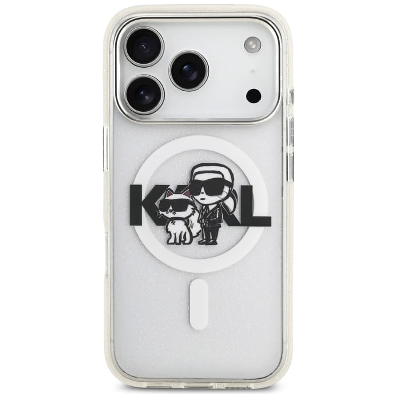Karl Lagerfeld IML Glitter Karl & Choupette Sketch Logo MagSafe - Case for iPhone 17 Pro (transparent) 3