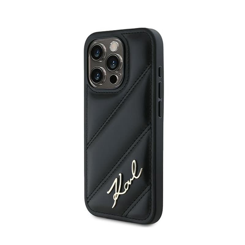 Karl Lagerfeld Diagonal Quilted Script - Case for iPhone 15 Pro Max (Black) 2