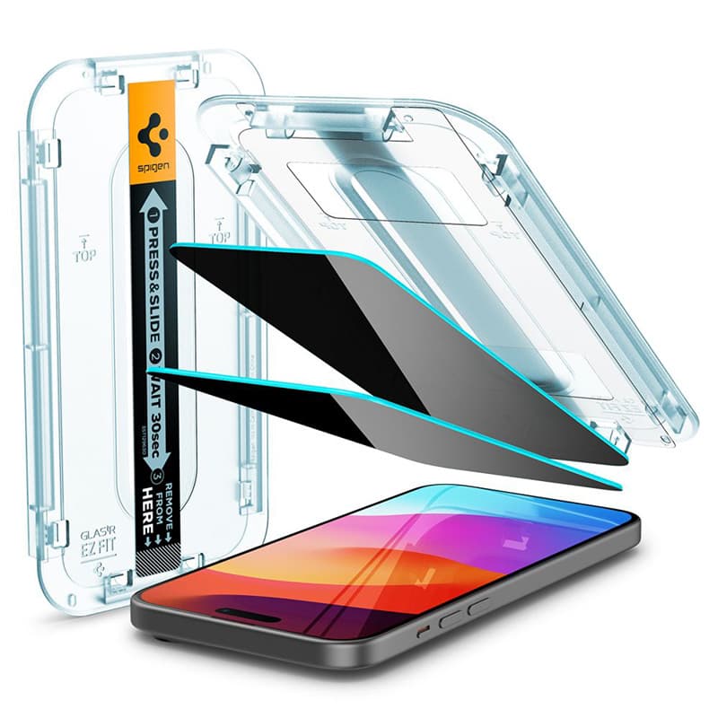 Spigen GLAS.TR EZ FIT Privacy 2-Pack - Tempered glass with privacy filter for iPhone 15 Pro Max 2 pcs 6
