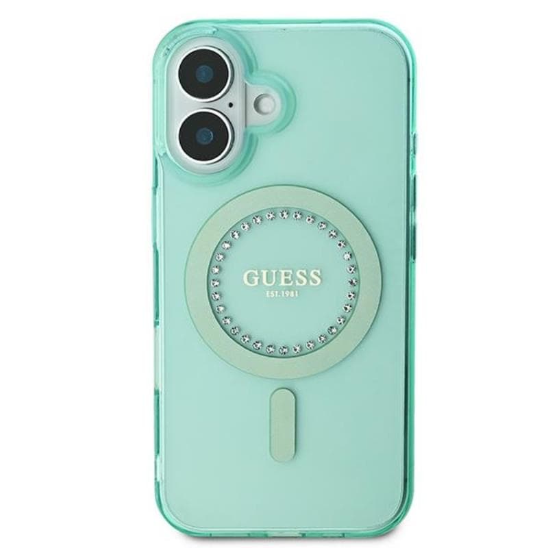 Guess IML Rhinestones MagSafe - Case for iPhone 16 Plus (Green) 3