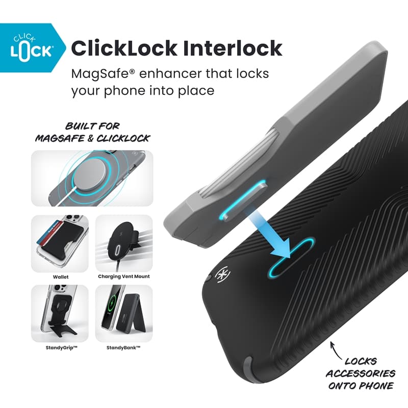 Speck Presidio2 Grip ClickLock & MagSafe - iPhone Air Case (Black / Slate Gray / White) 2