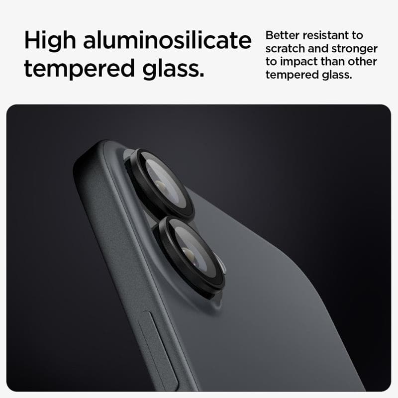 Spigen Optik Pro GLAS.TR EZ Fit Camera Protector 2-Pack - Lens Protector for iPhone 17 / 16 / 16 Plus (2 pcs) (Black) 6