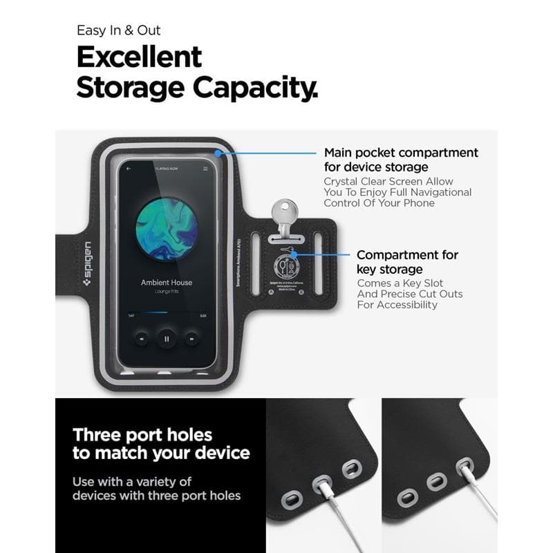 Spigen A703 Dynamic Shield Armband - Case / Sports shoulder band for smartphone up to 6.9" (black) 6