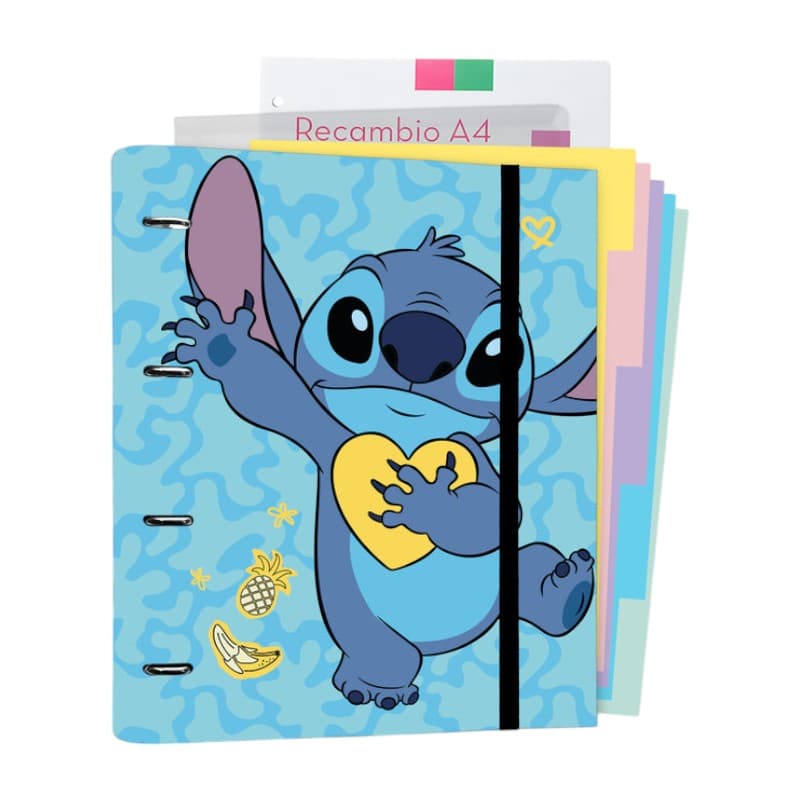 Disney Stitch - A4 binder with pages from the Tropical collection (4 rings, elastic band)