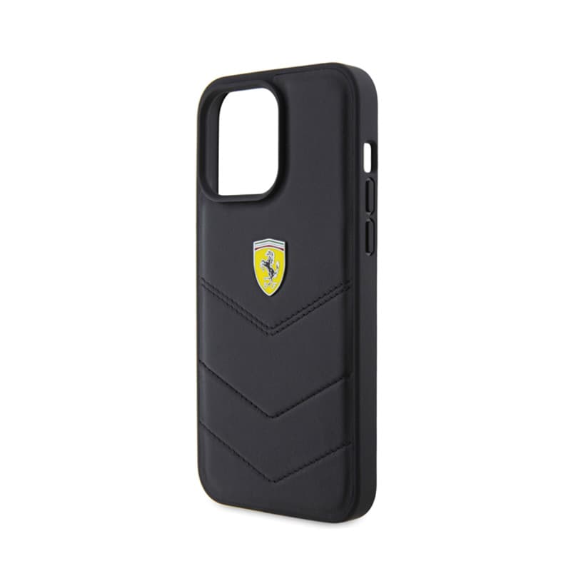 Ferrari Quilted Metal Logo - Case for iPhone 15 Pro Max (Black) 6