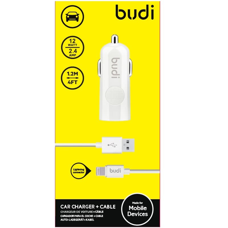 Budi - 1 USB car charger with LED indicator+lightning cable 4